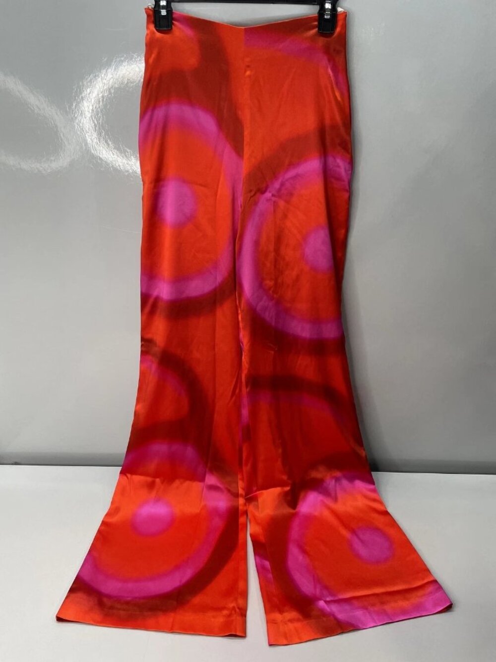 NEW Silvia Tcherassi Womens Pants Orange Andie Abstract Silk Wide Leg Zip Up